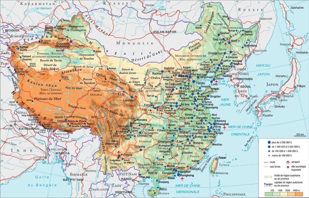 Карта гор в Китае