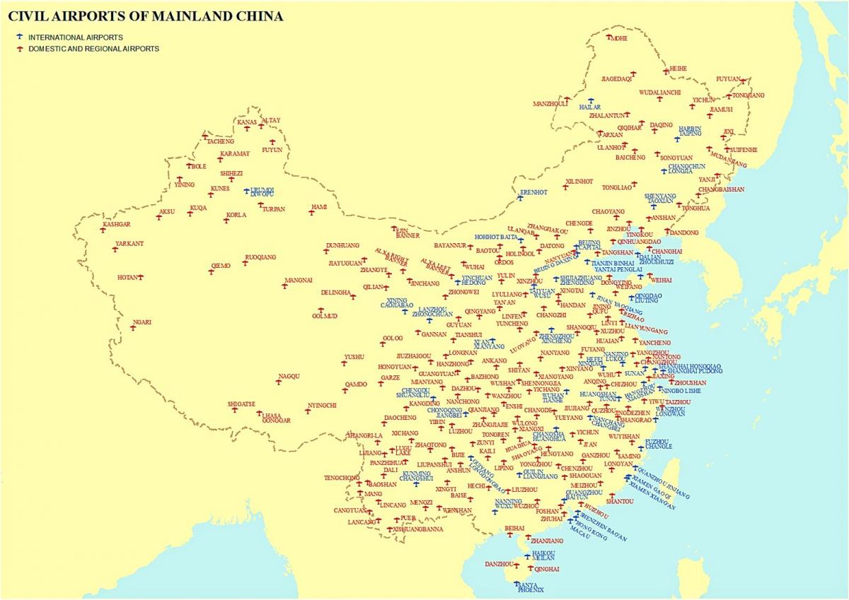 Карта аэропортов Китая